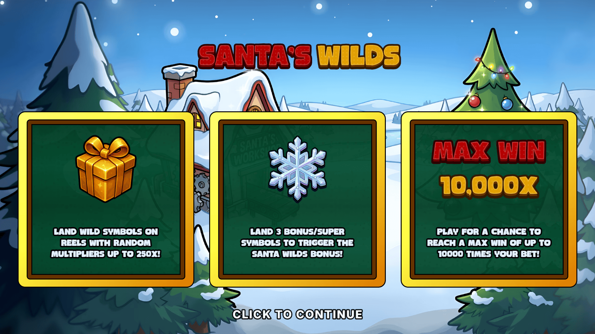 Santas Wilds slot intro screen