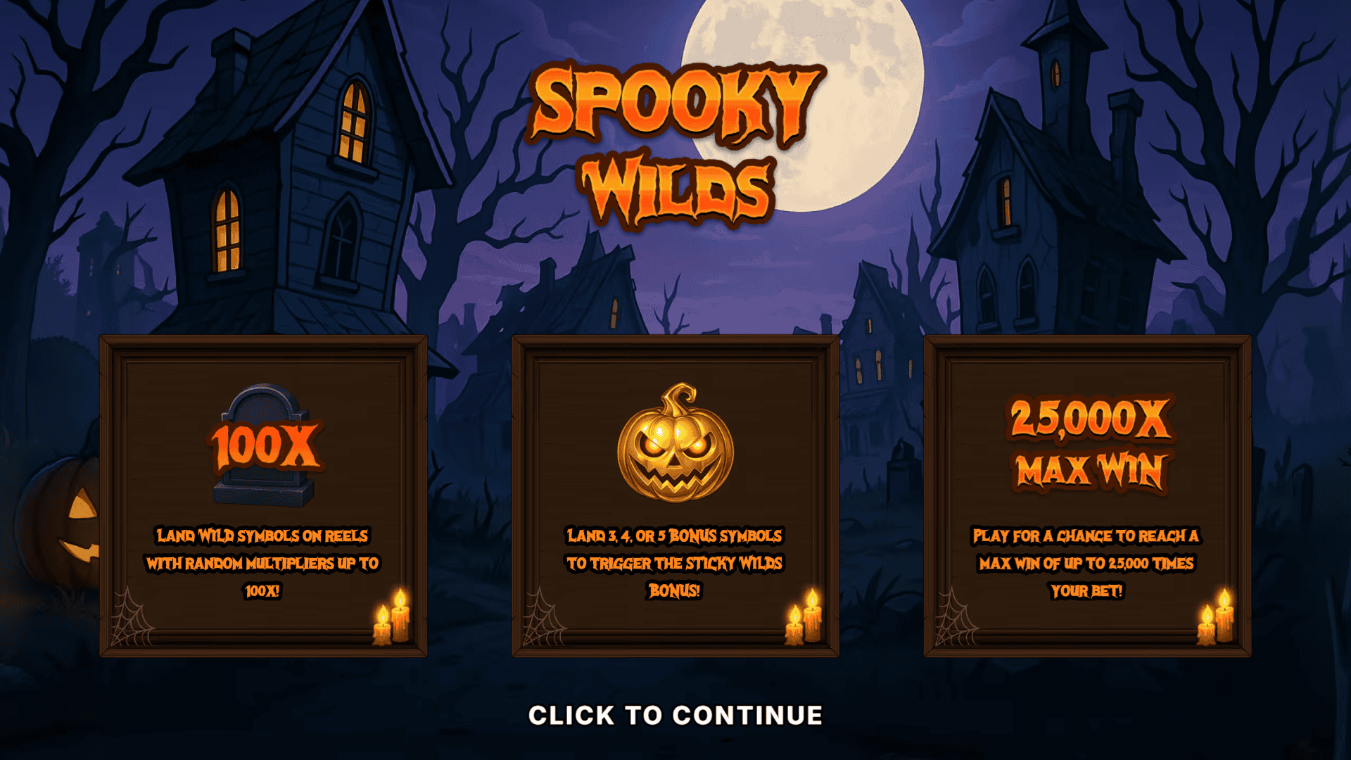 Spooky Wilds slot intro screen