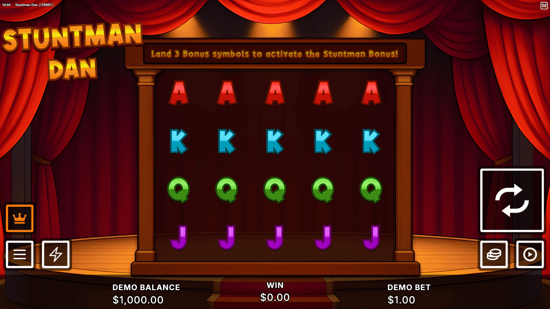 Stuntman Dan slot gameplay reels
