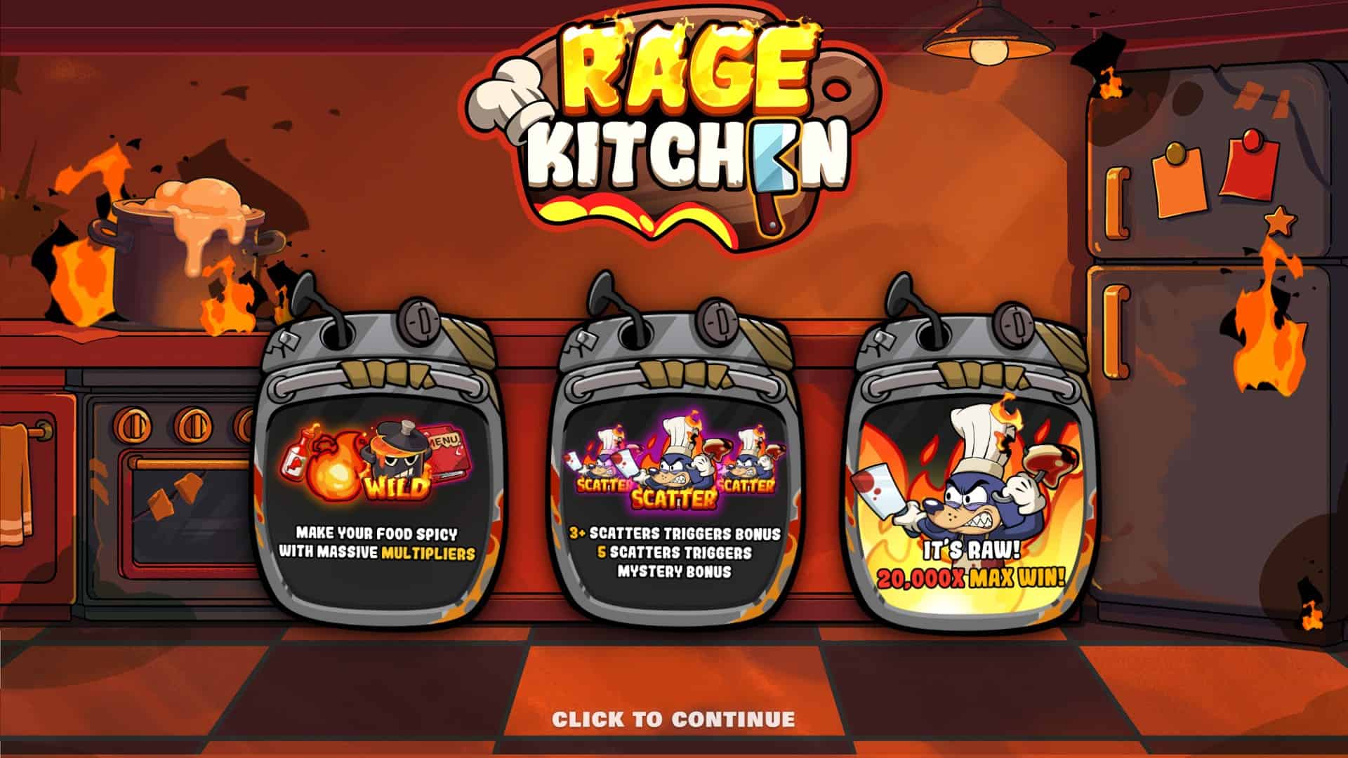 Rage Kitchen slot intro screen