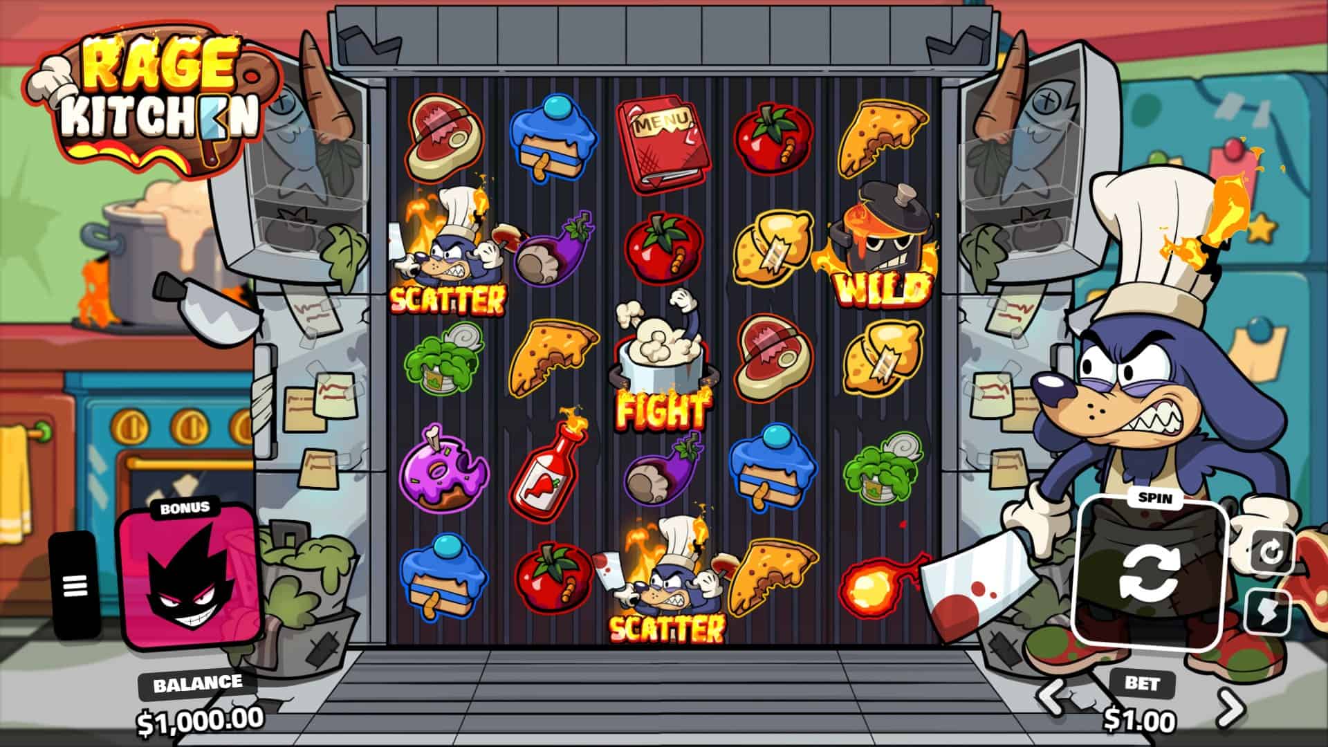 Rage Kitchen slot gameplay reels