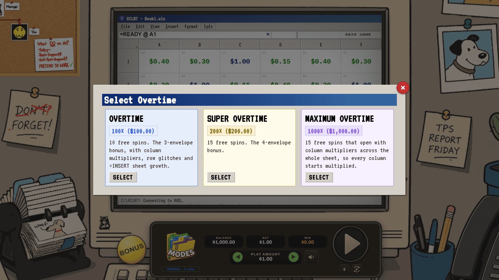 Xclnt bonus buy menu