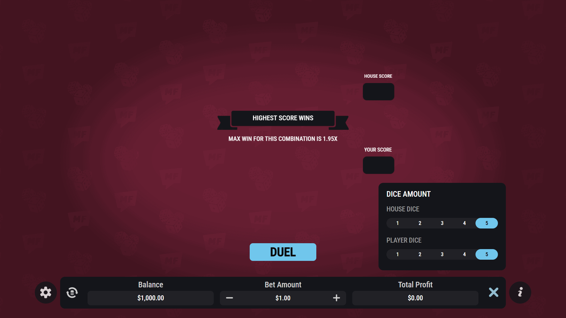 Dice Duel slot gameplay reels