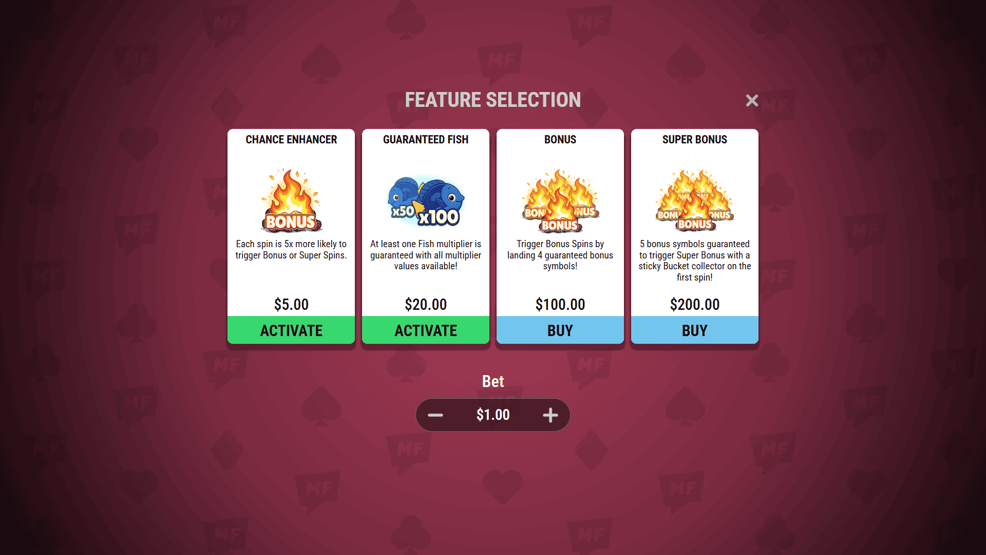 No Chill Phil bonus buy menu