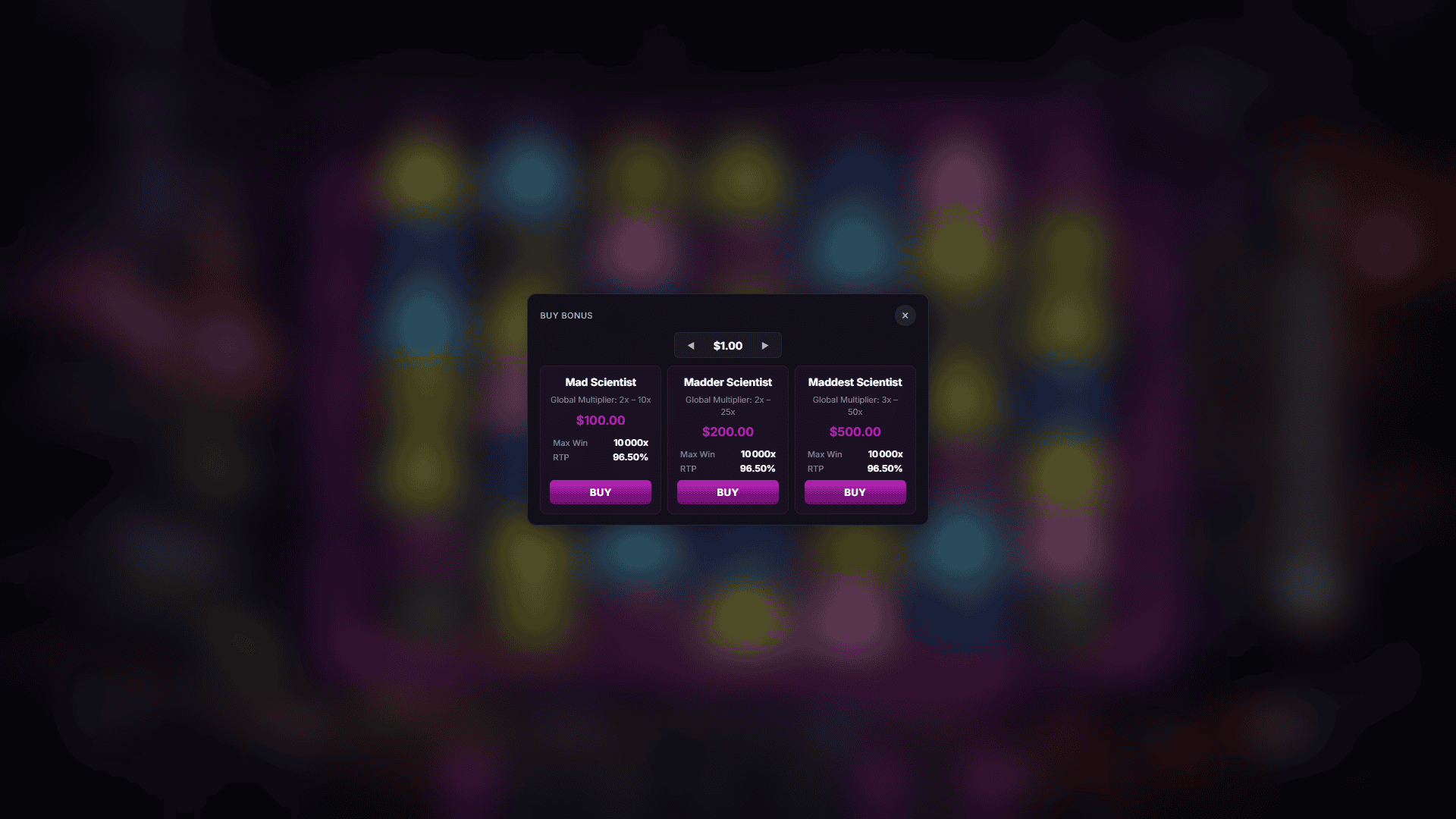 Sugar Creature bonus buy menu