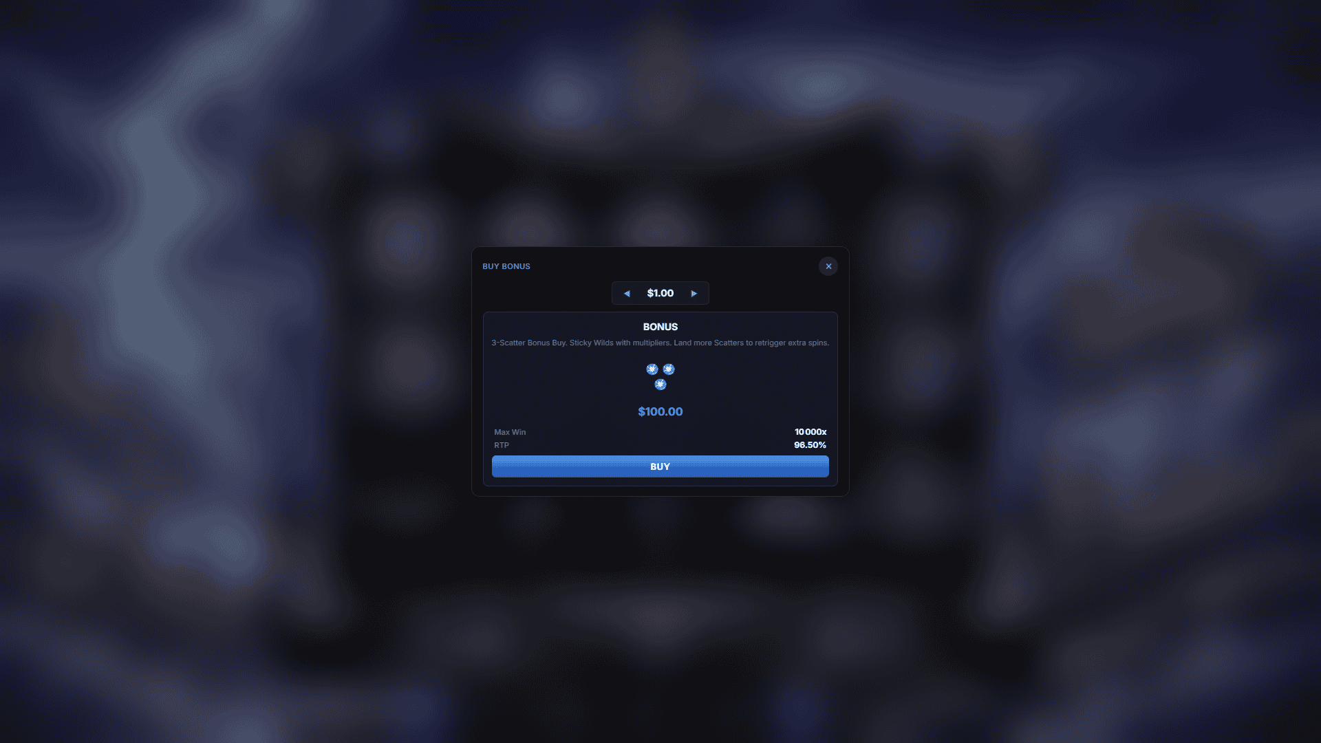 Zeus Vengeance bonus buy menu