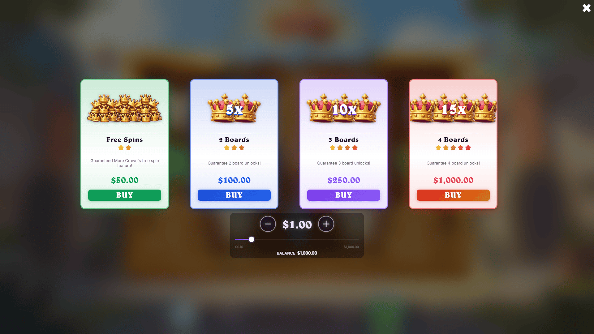 More Crowns bonus buy menu