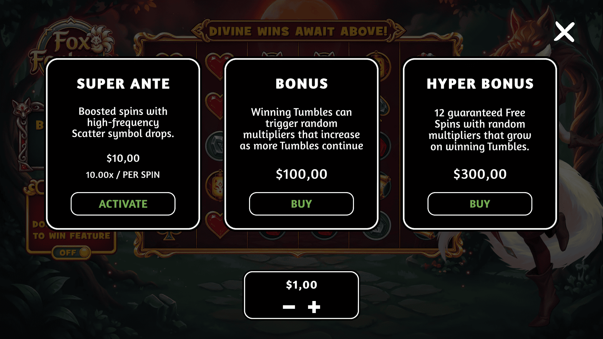 Fox Fortune bonus buy menu