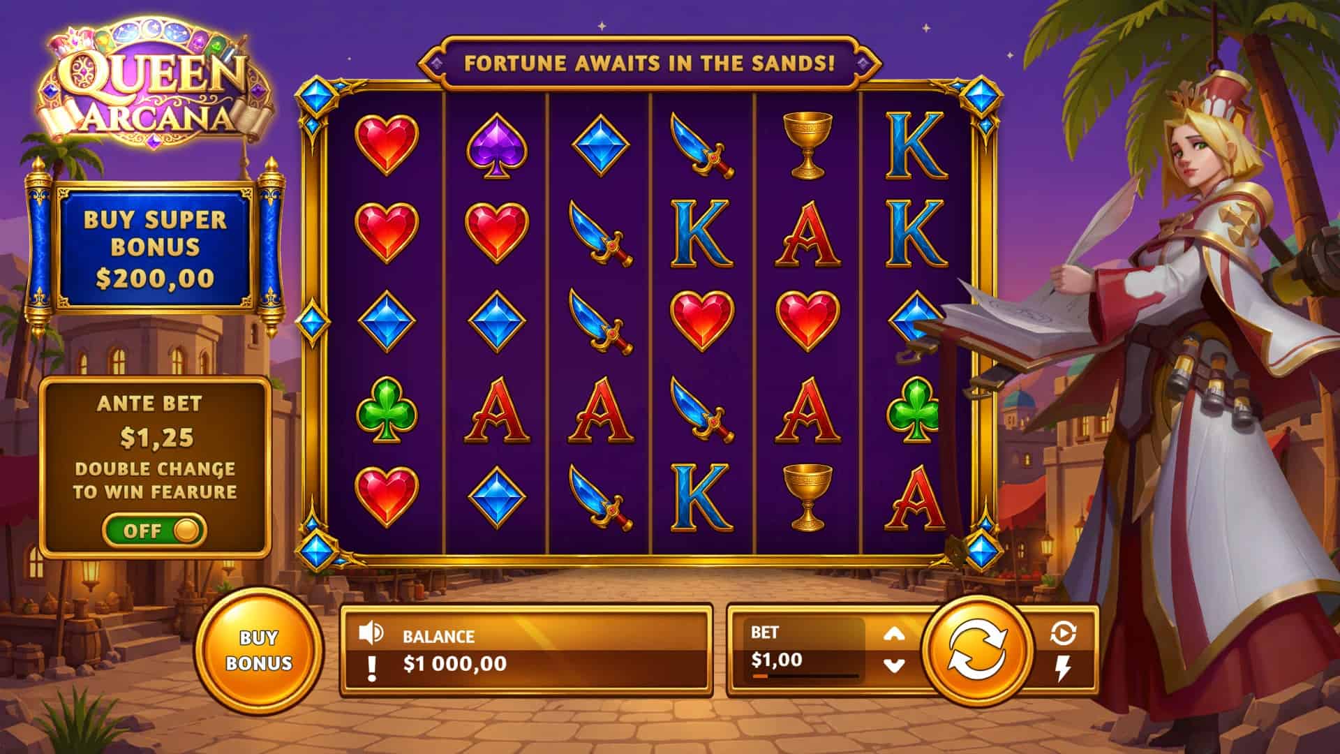 Queen Arcana slot gameplay reels