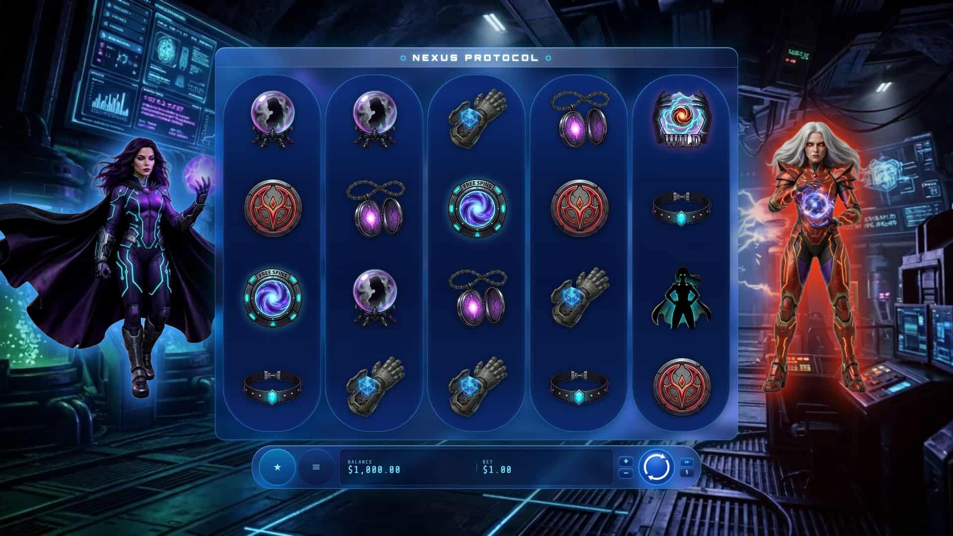 Nexus Protocol slot gameplay reels