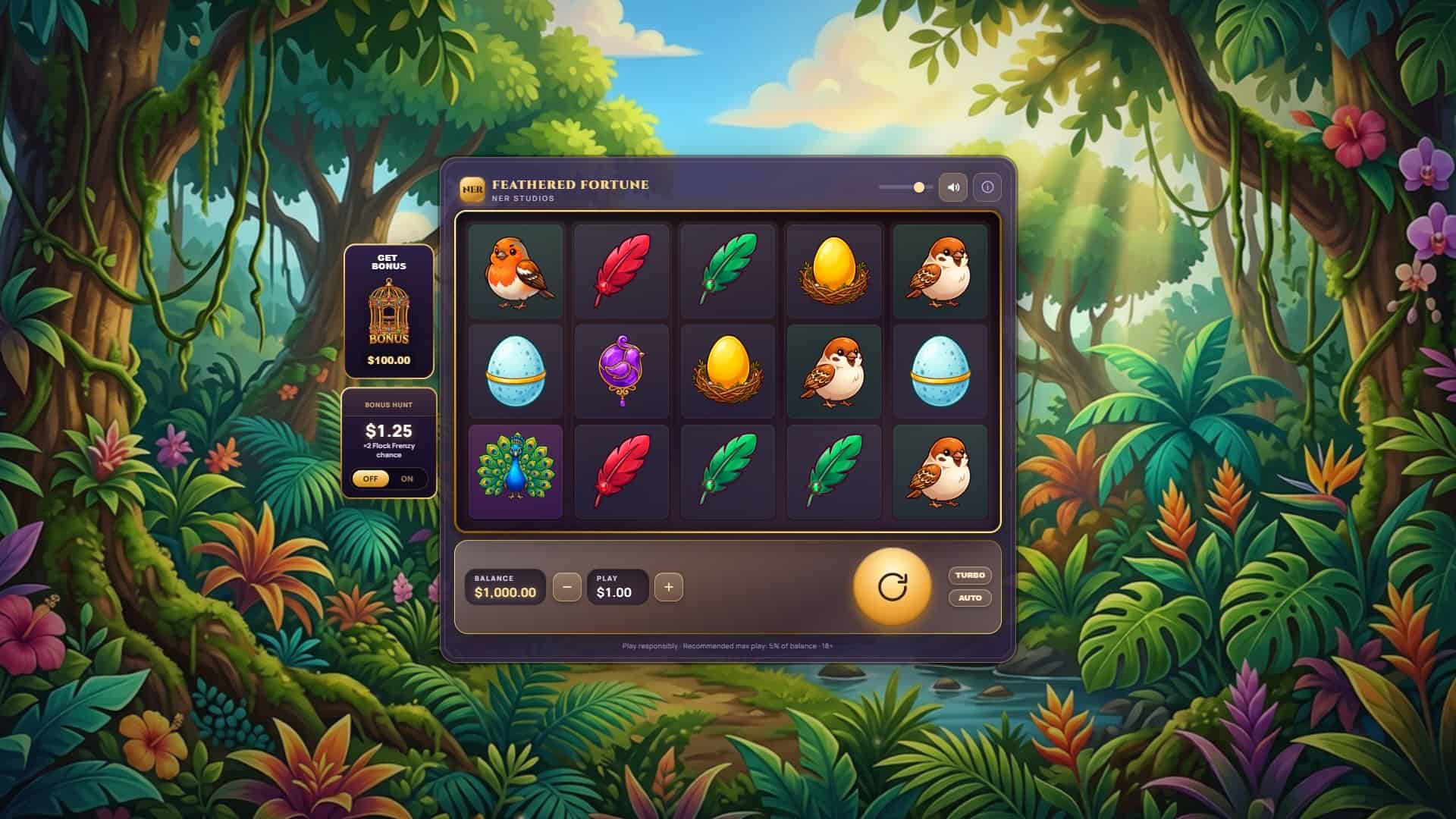 Feathered Fortune slot gameplay reels