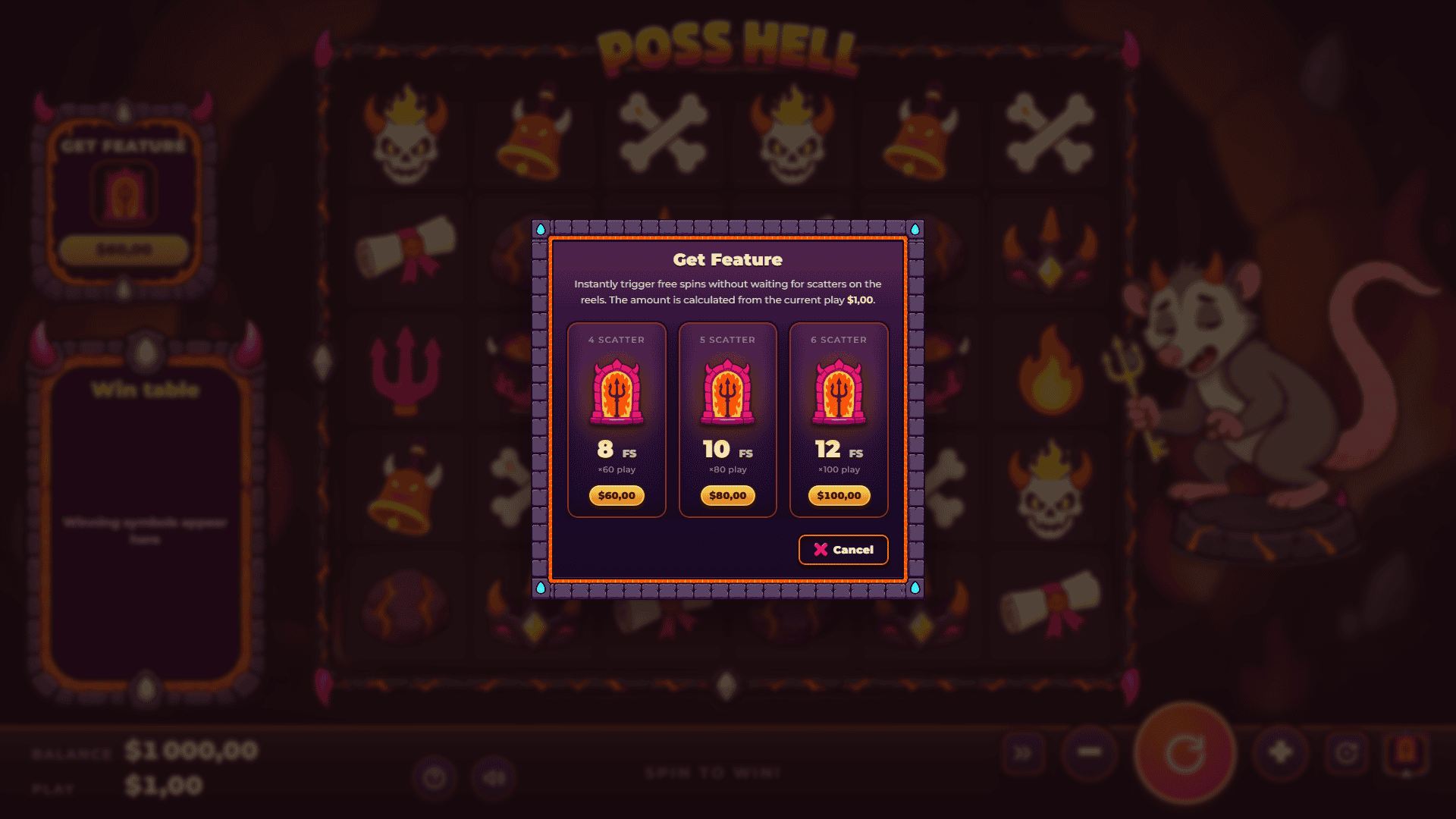 Poss Hell bonus buy menu