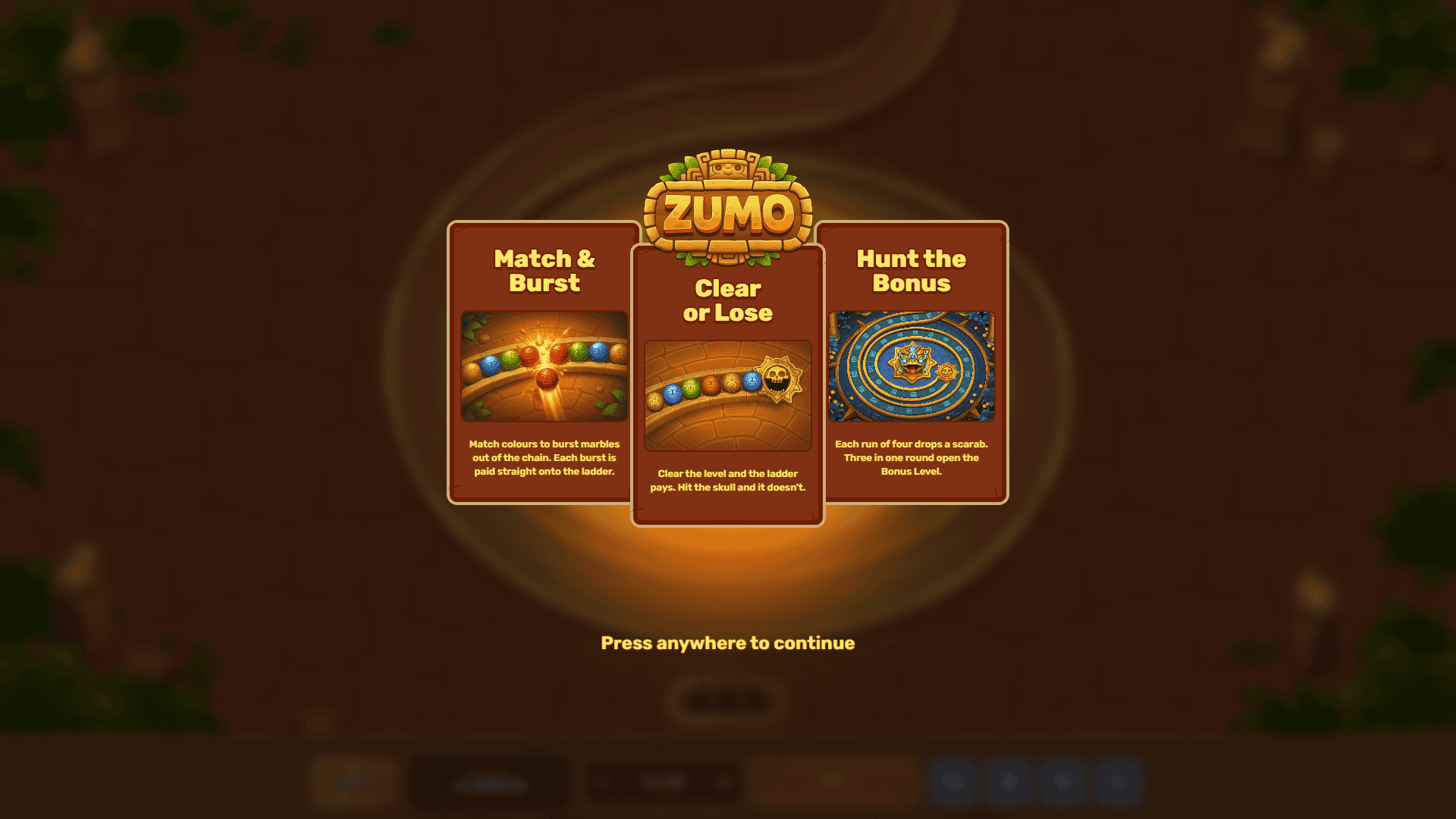 Zumo slot intro screen