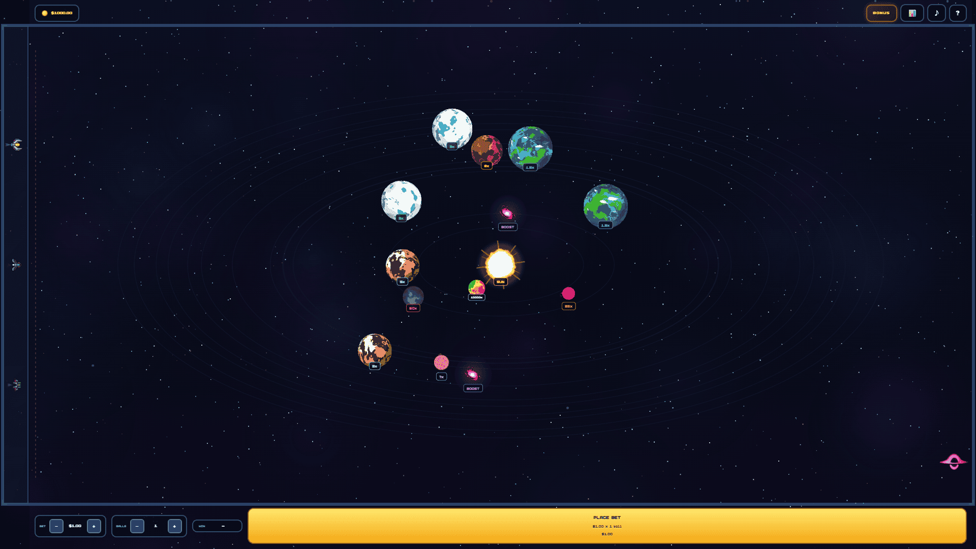 Orbital Plinko slot gameplay reels