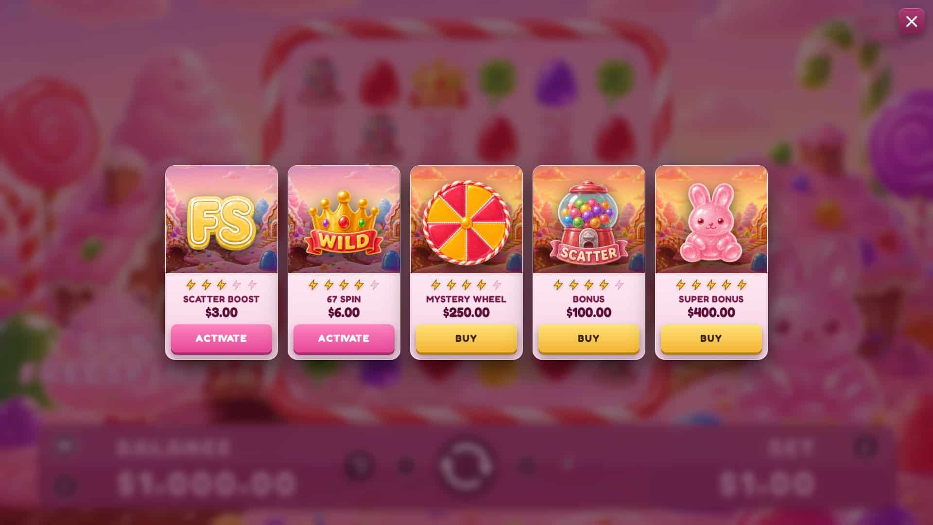 Candy Hop Cluster Pays bonus buy menu