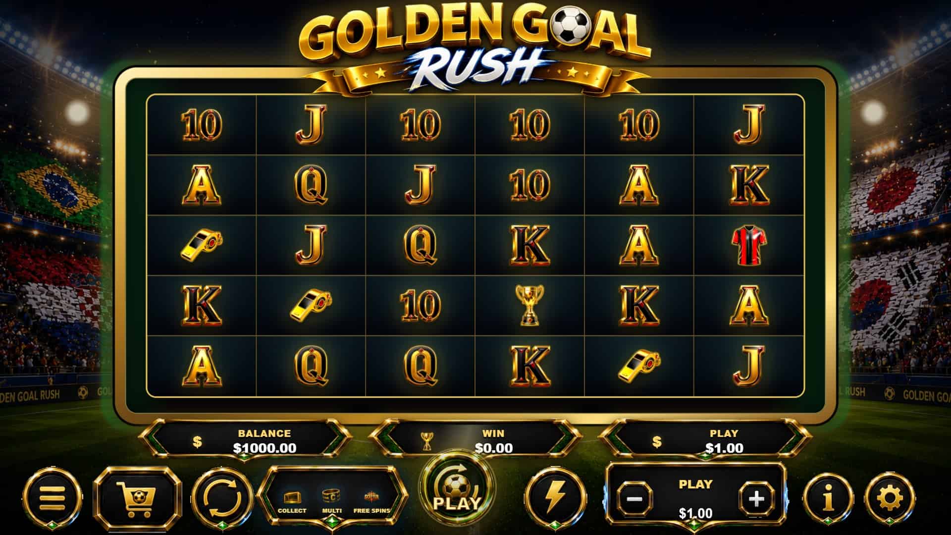 Golden Goal Rush slot gameplay reels