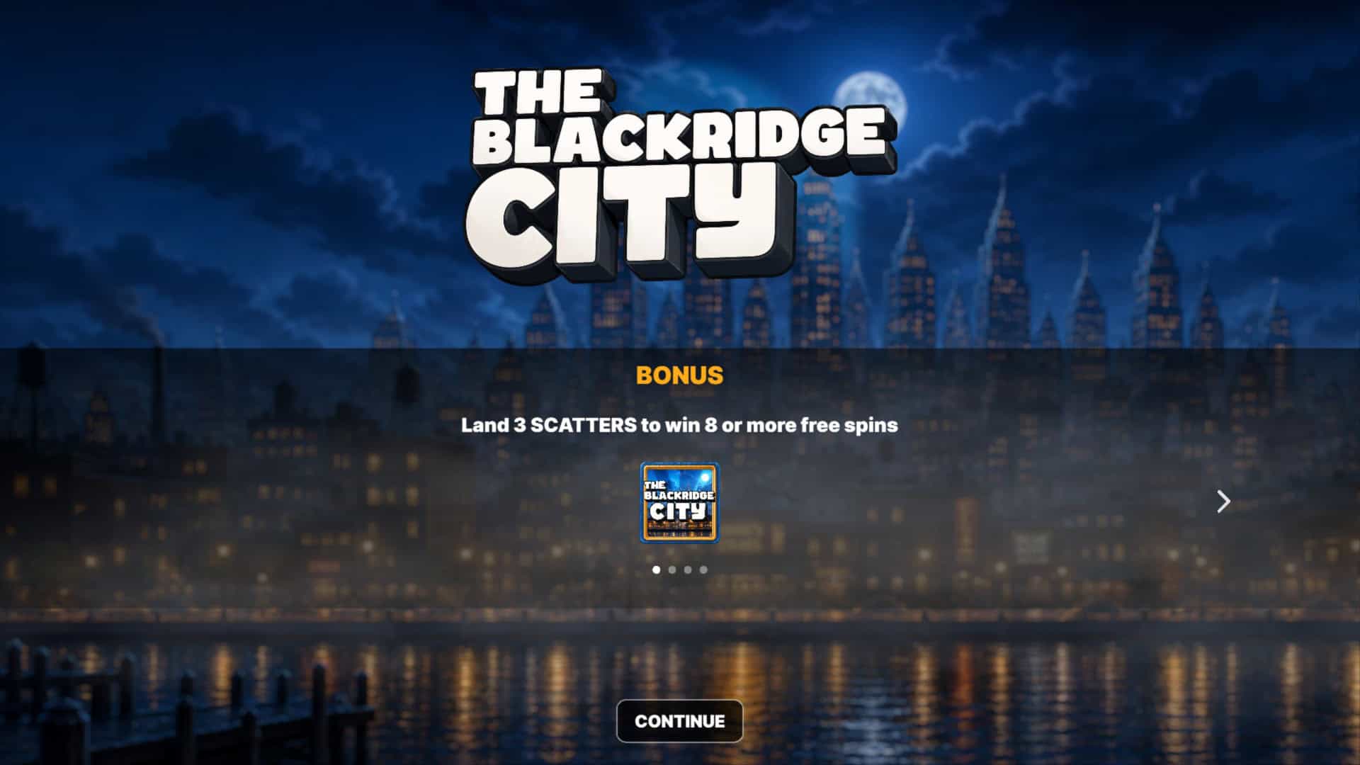 The Blackridge City slot intro screen