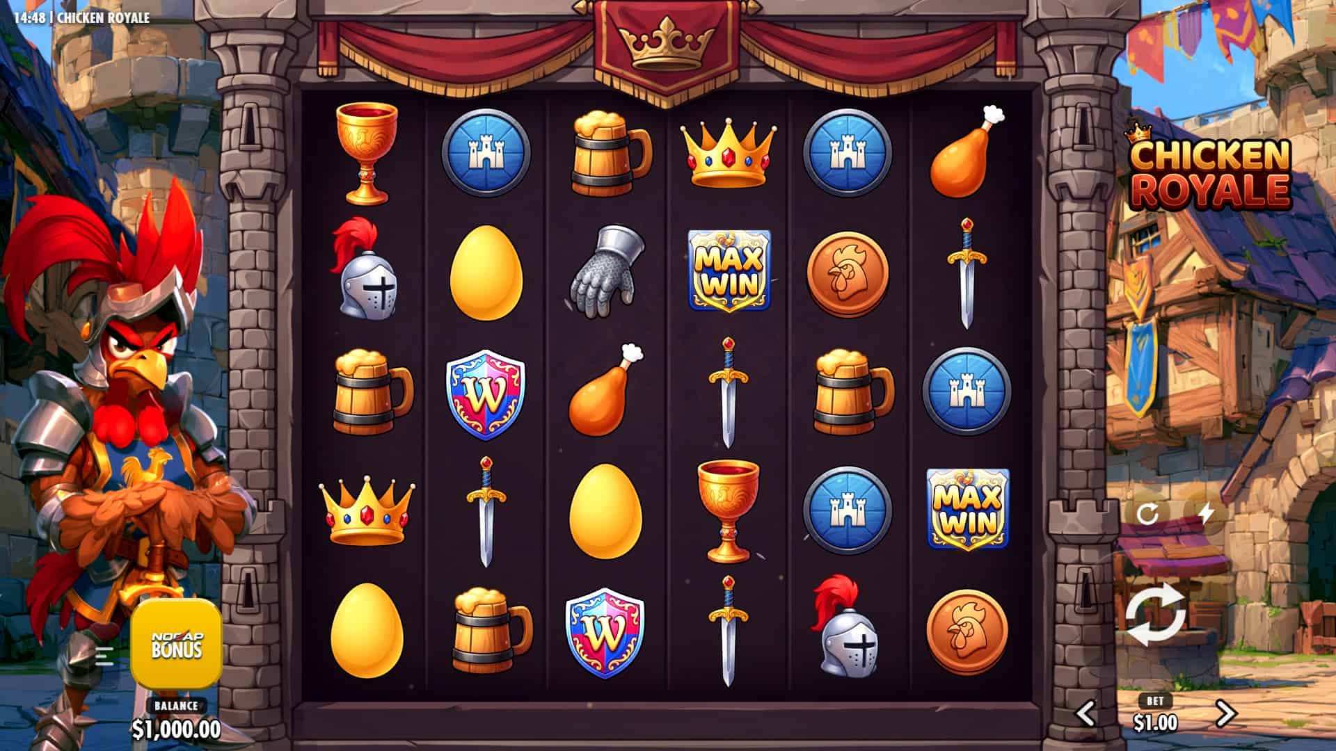 Chicken Royale slot gameplay reels