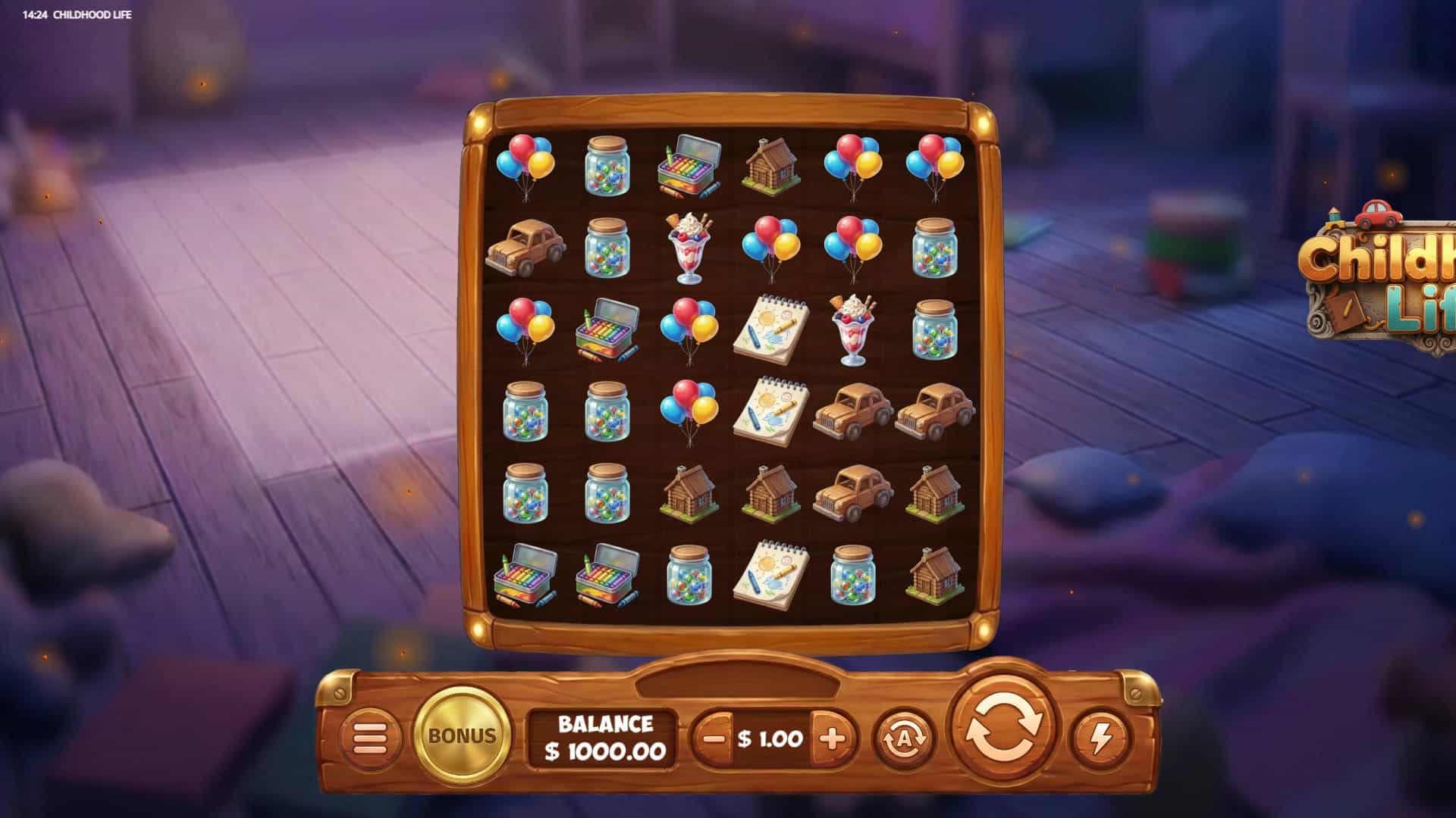 Childhood Life slot gameplay reels