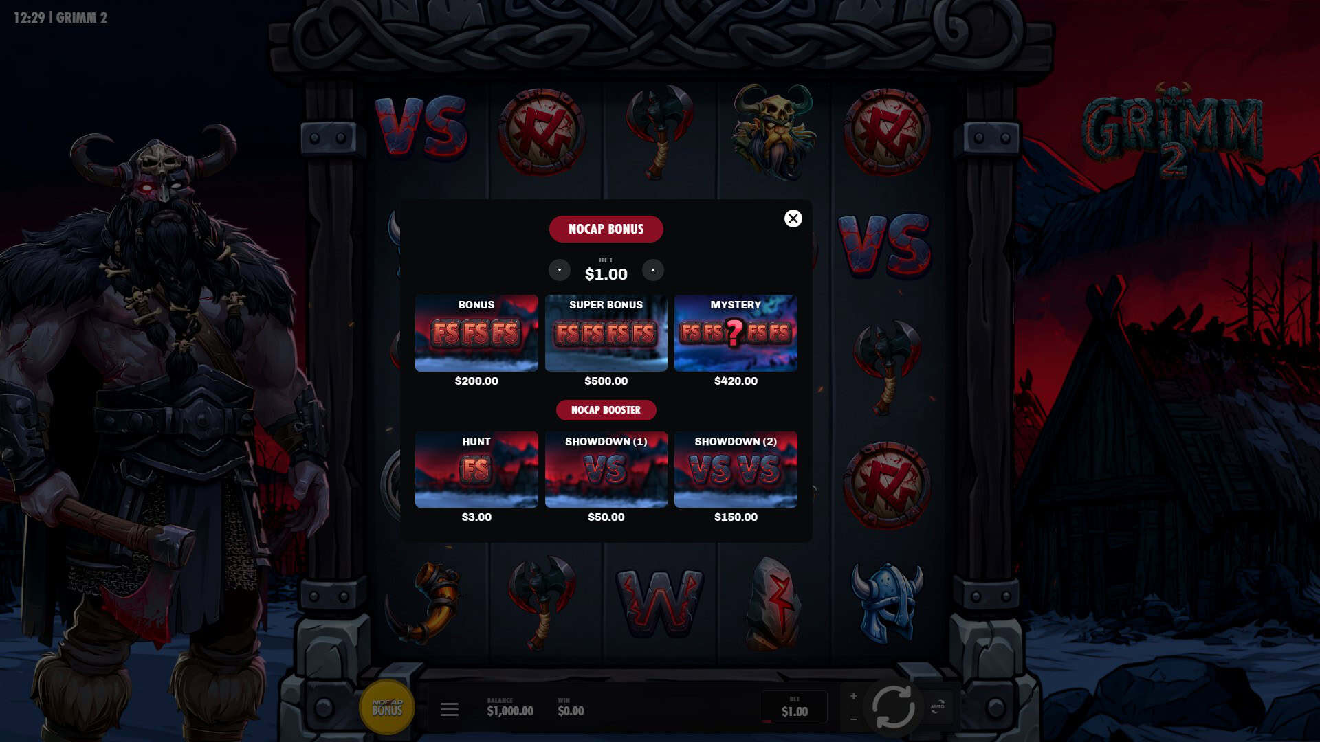 Grimm 2 bonus buy menu