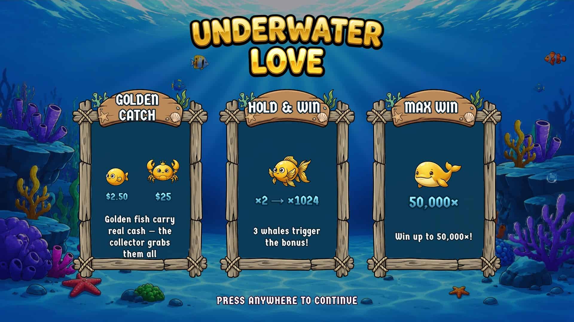 Underwater Love slot intro screen