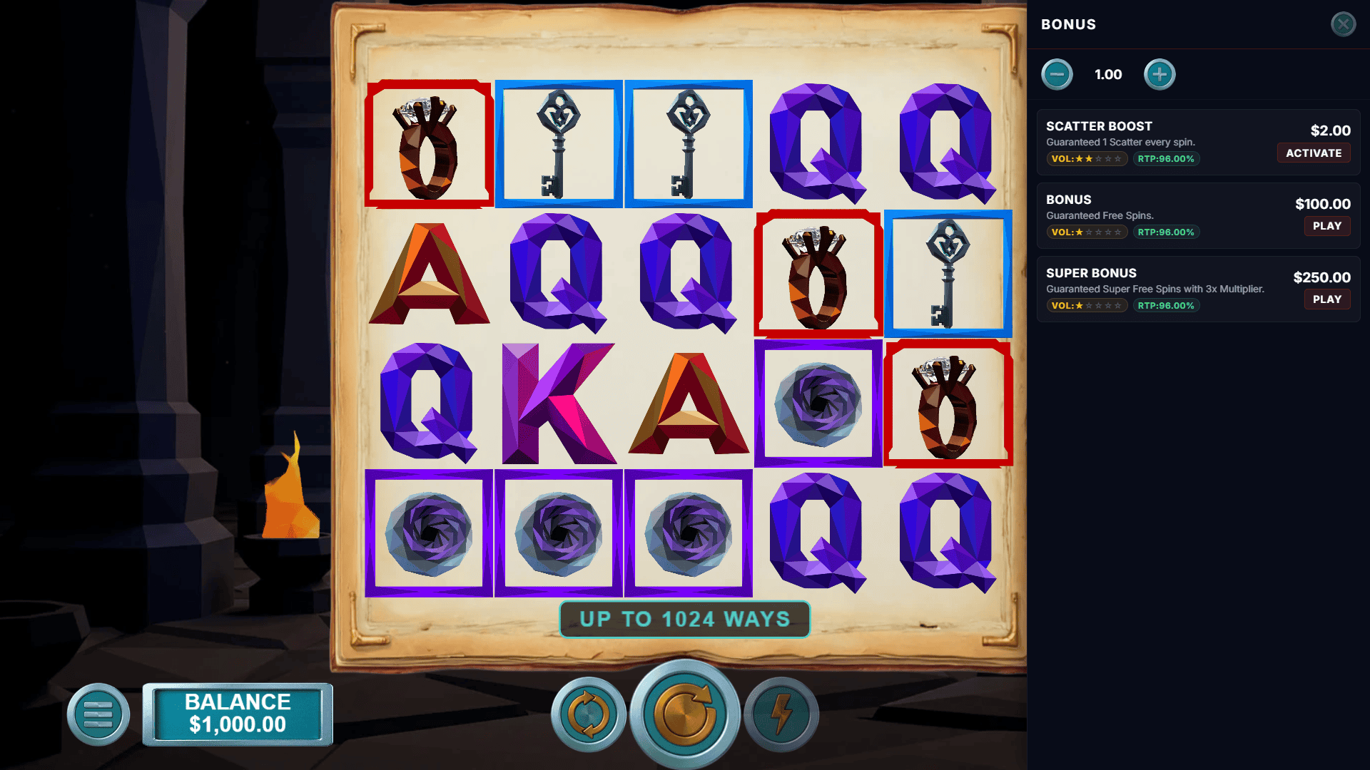 Book of Pages bonus buy menu