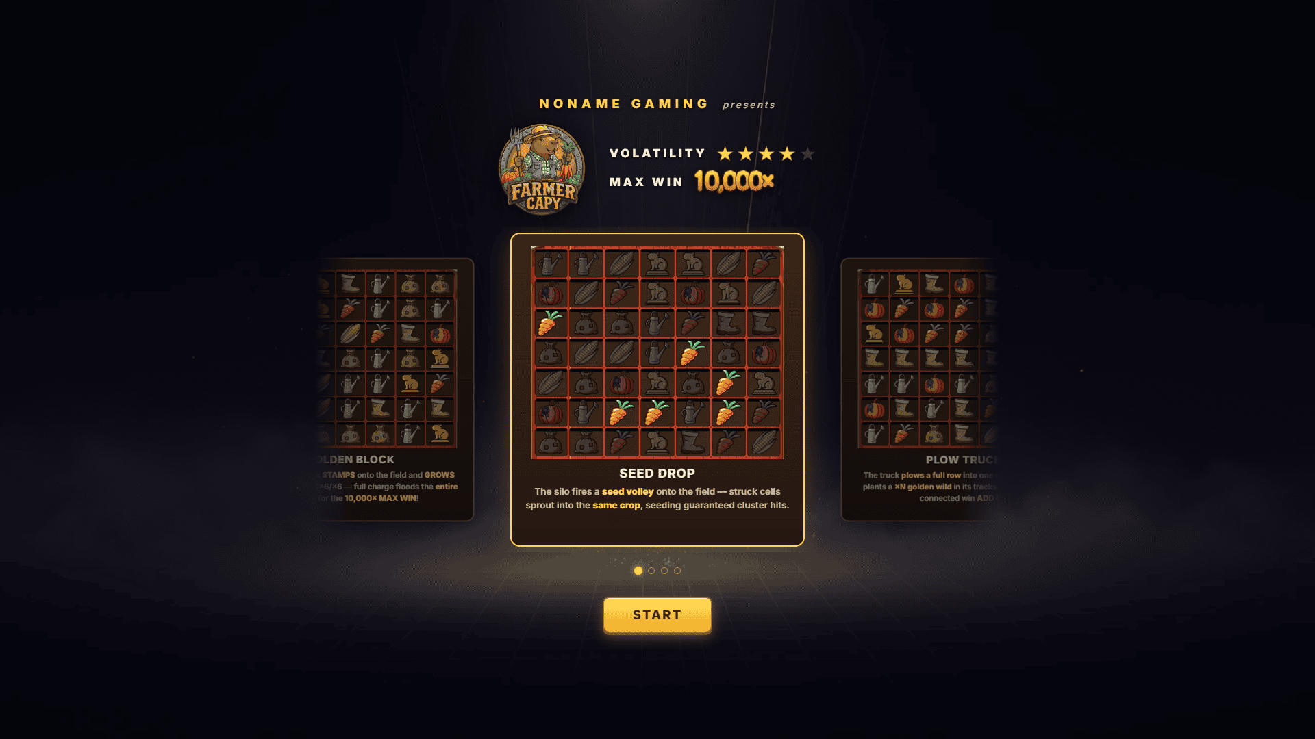 Farmer Capy slot intro screen