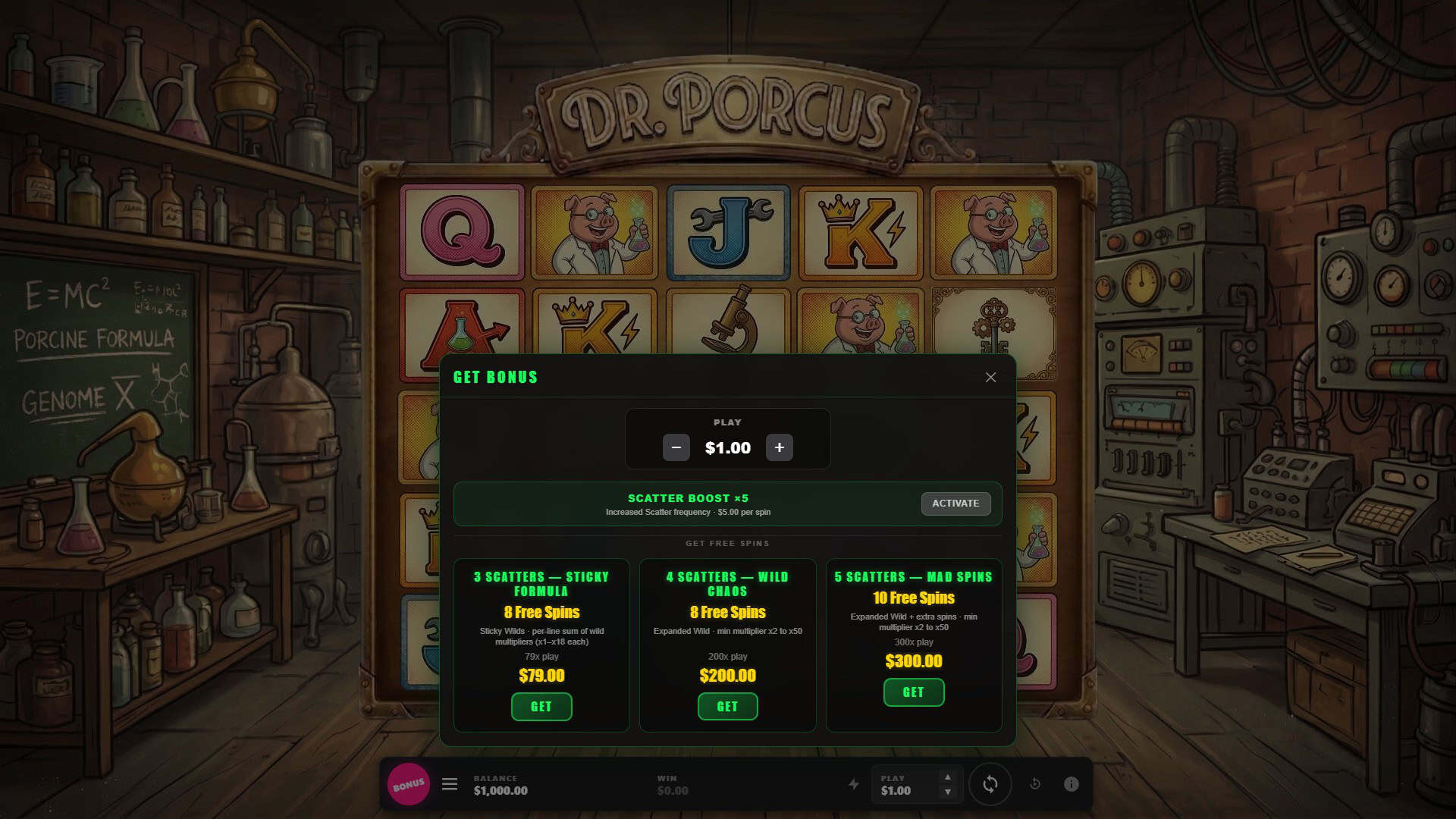 Dr. Porcus bonus buy menu