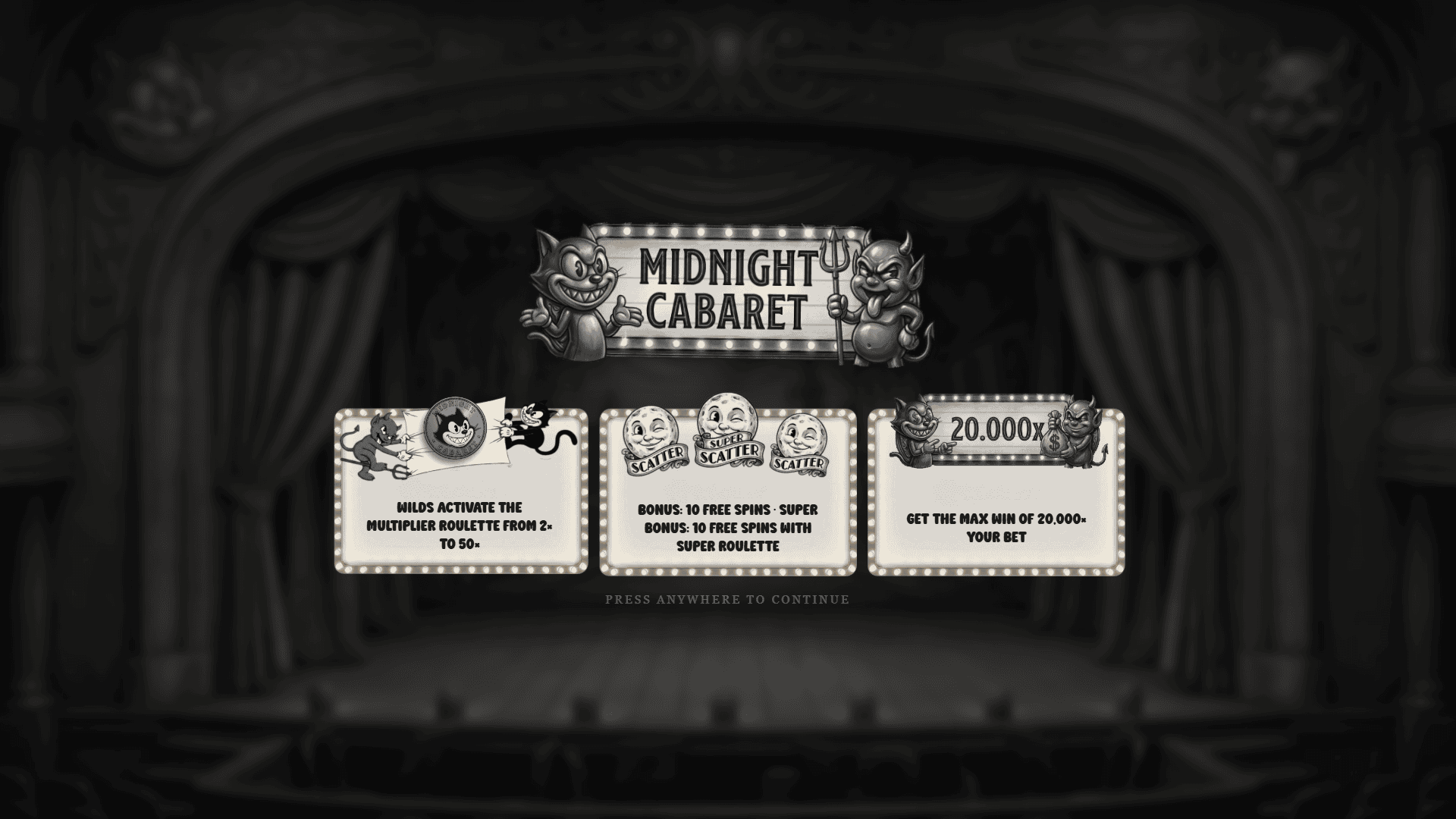 Midnight Cabaret slot intro screen