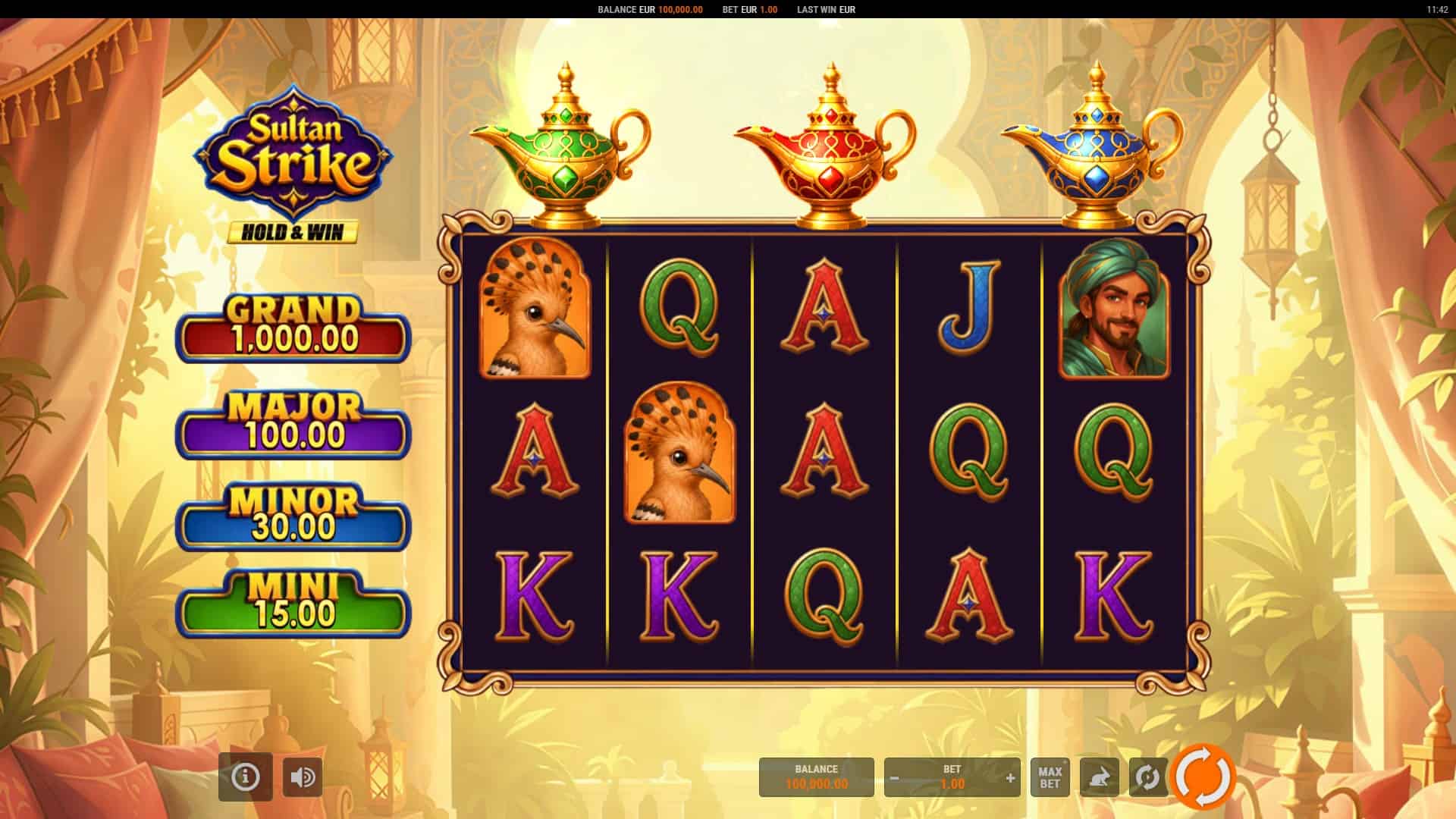 Sultan Strike: Hold and Win slot gameplay reels