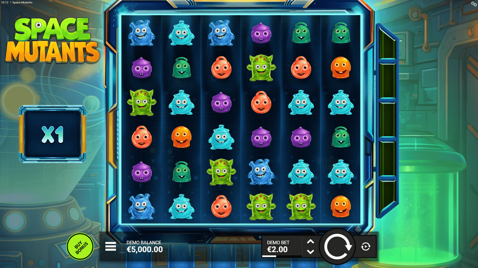 Space Mutants slot gameplay reels