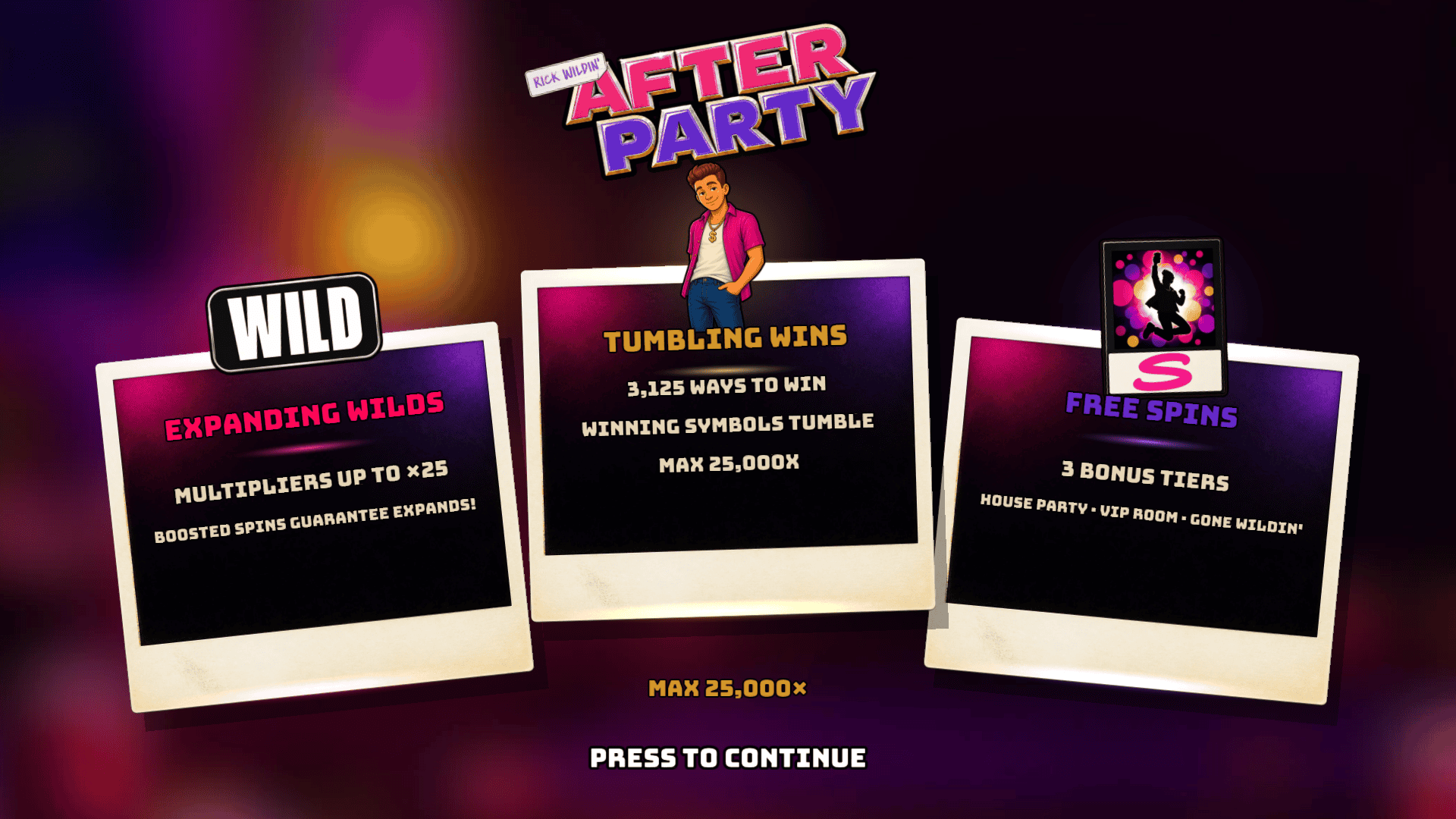 After Party slot intro screen
