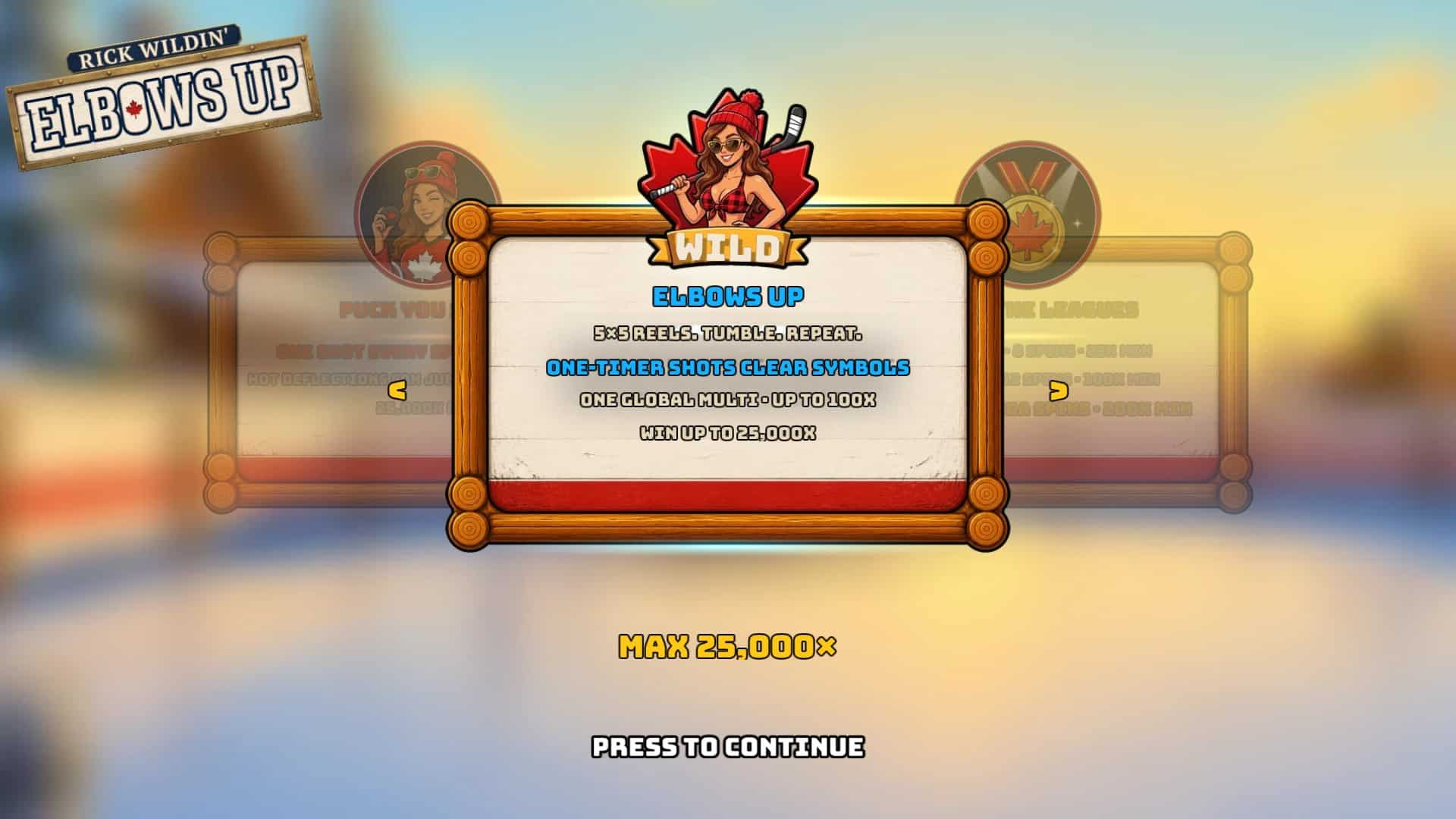Elbows Up slot intro screen
