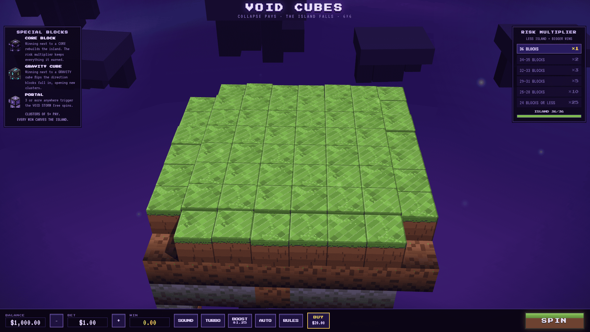 Void Cubes Cluster Pays slot gameplay reels