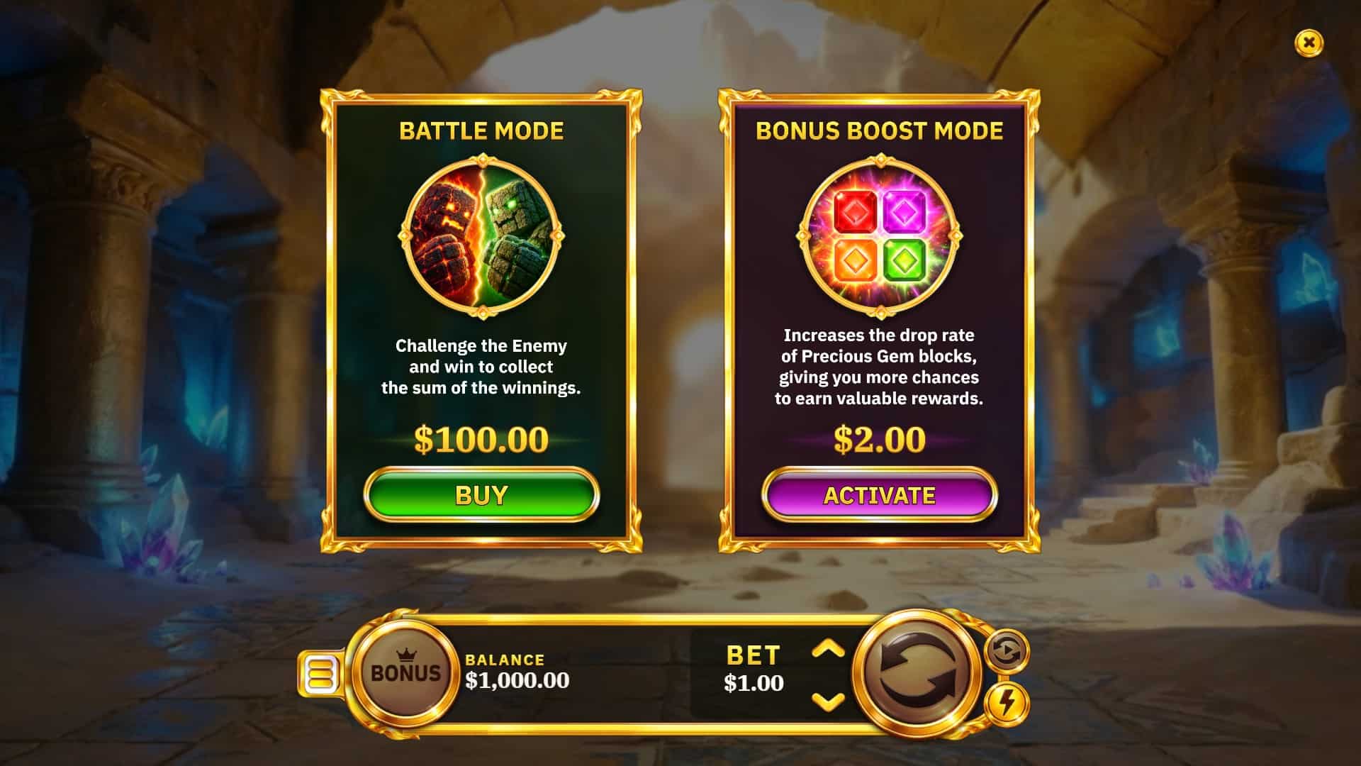 Lucky Block bonus buy menu
