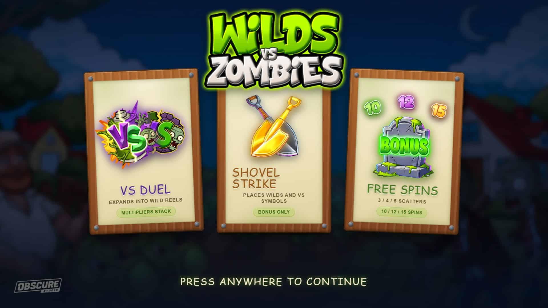 Wilds VS Zombies slot intro screen