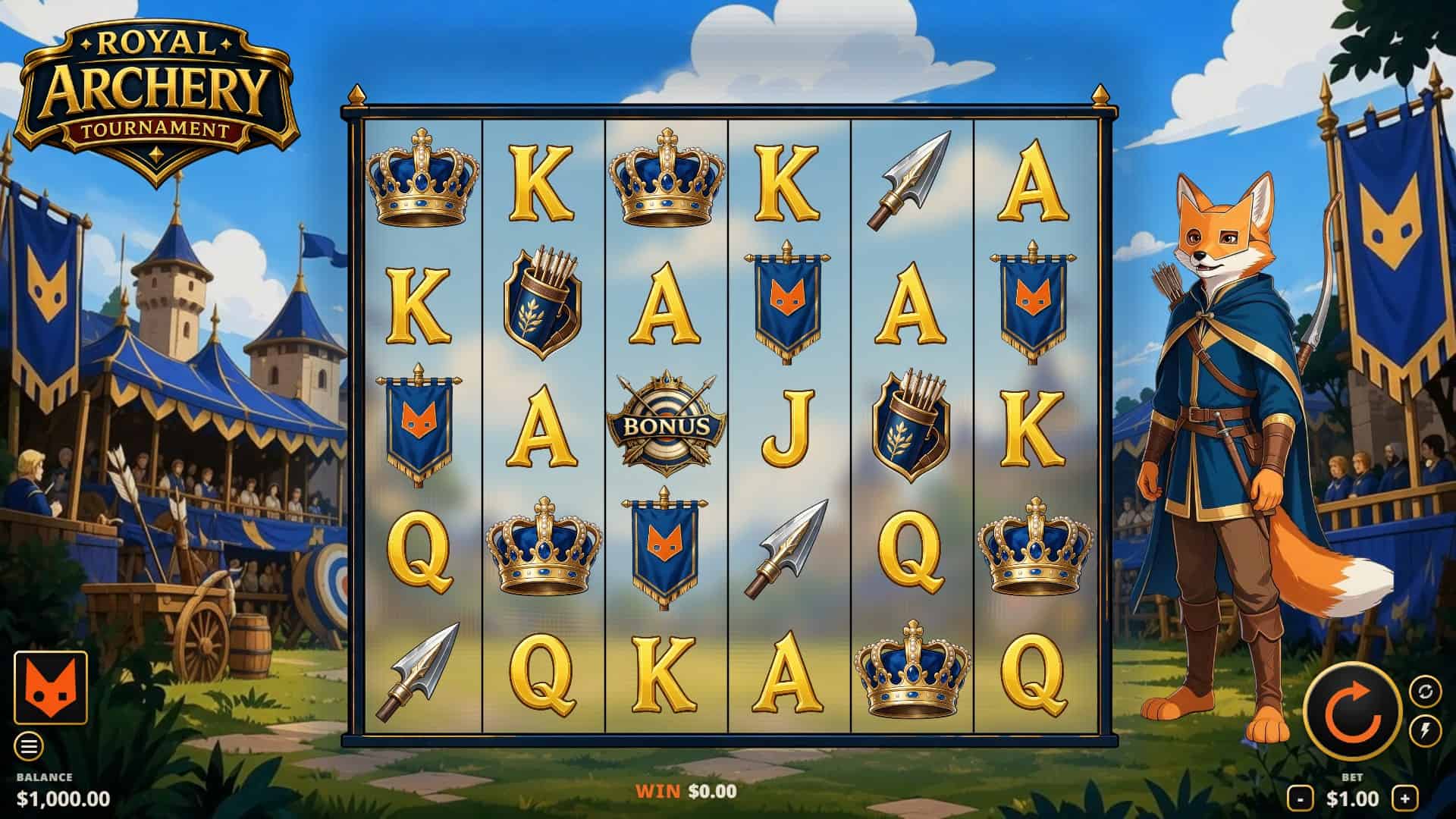Royal Archery Tournament slot gameplay reels