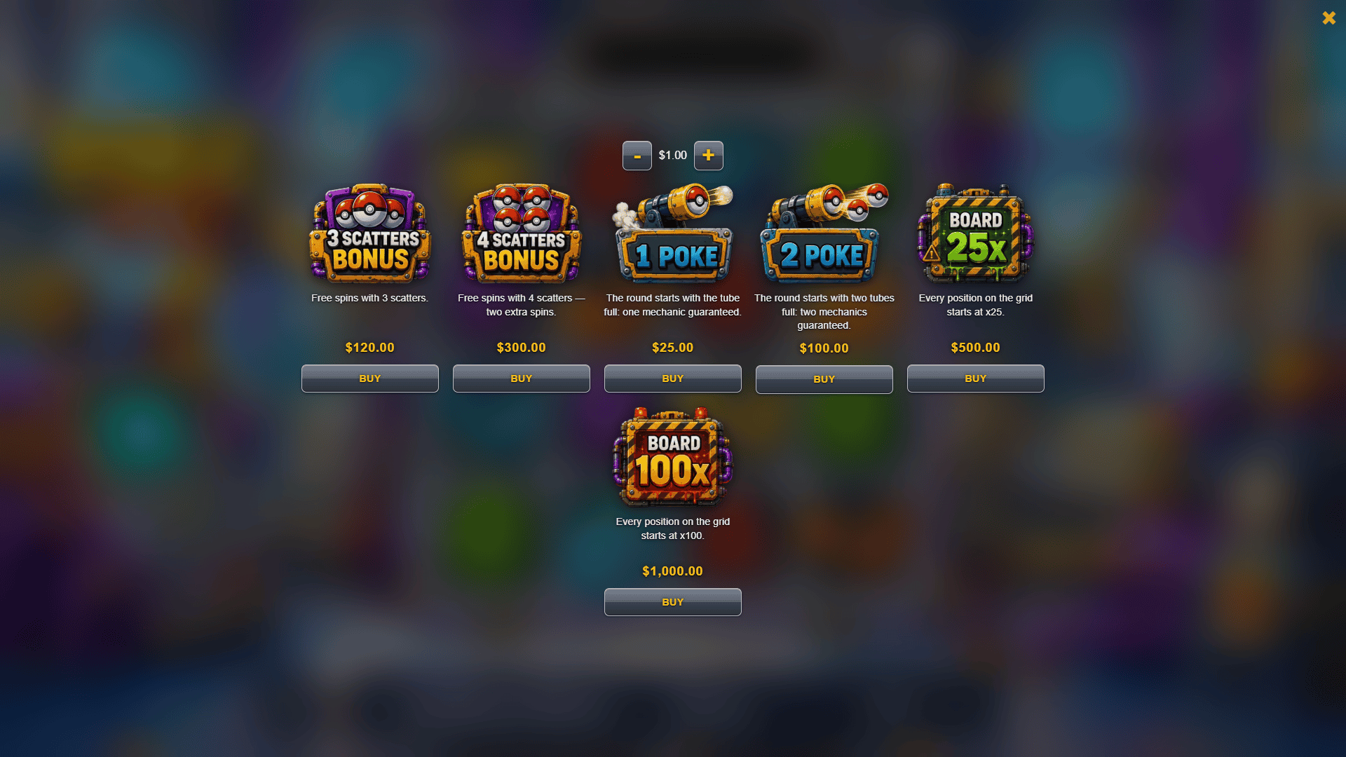 Poke Inc Bonus Buy bonus buy menu