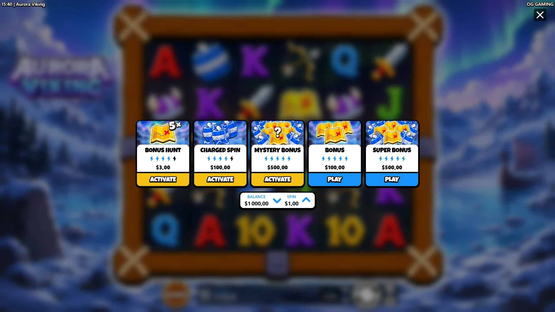 Aurora Viking bonus buy menu