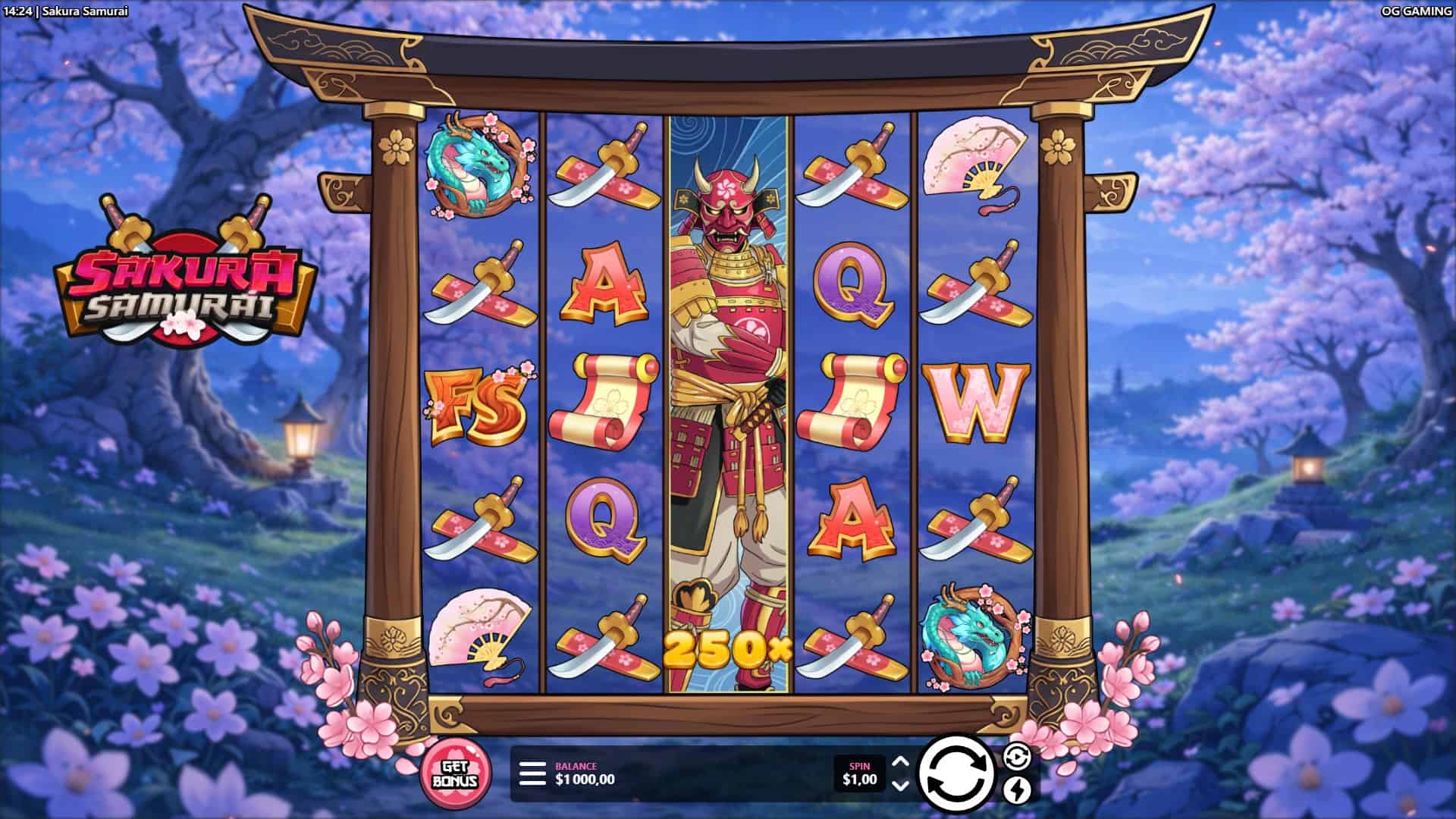 Sakura Samurai slot gameplay reels