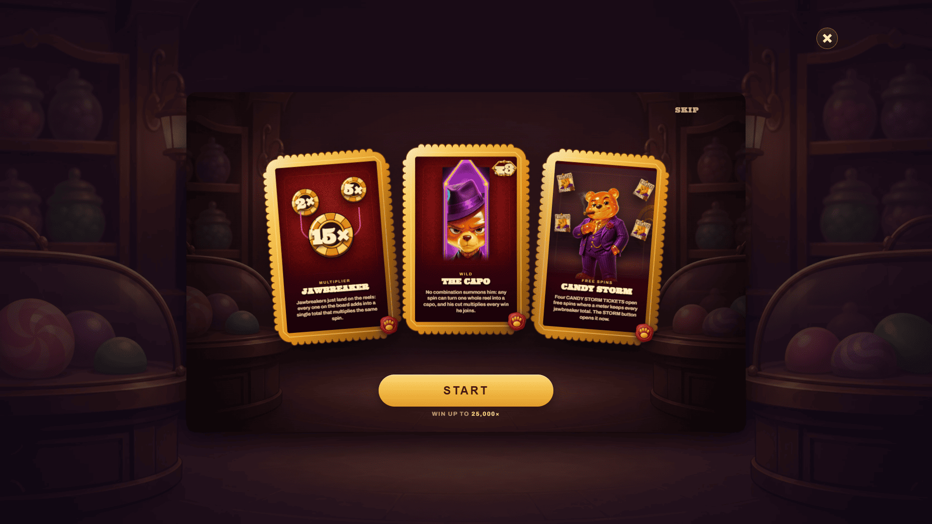 Sugar Boss slot intro screen