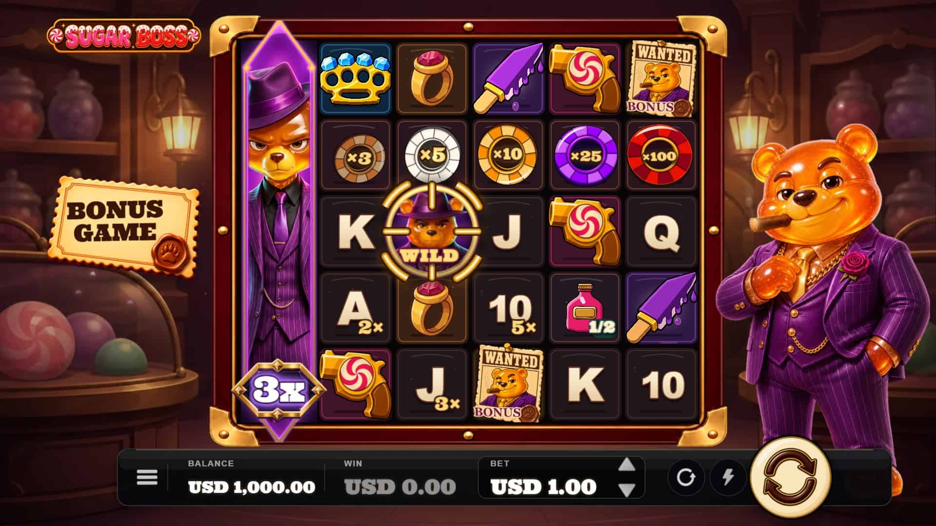 Sugar Boss slot gameplay reels