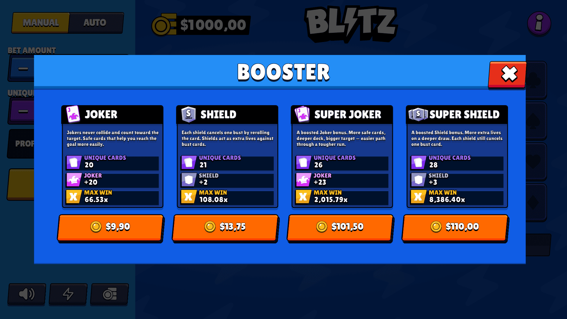 Blitz bonus buy menu