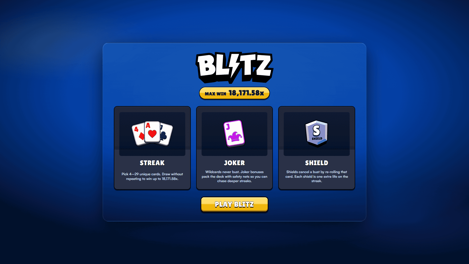 Blitz slot intro screen