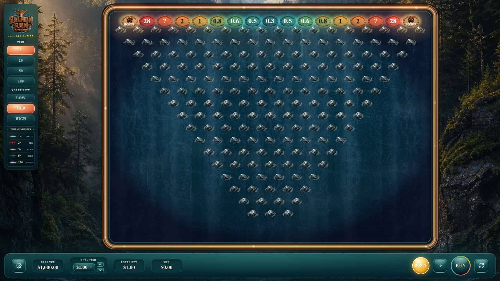 Salmon Run Plinko Original 100000 slot gameplay reels