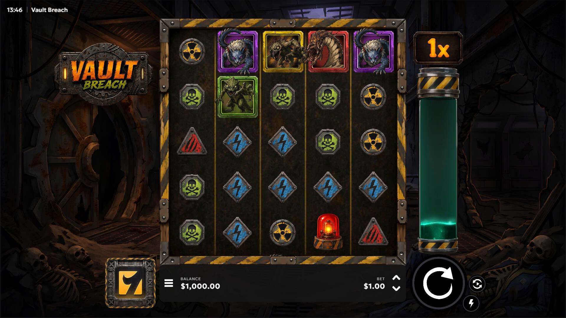 Vault Breach slot gameplay reels