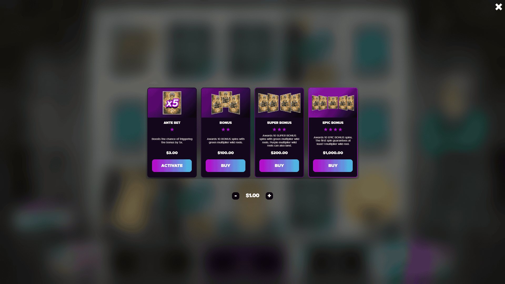 Bro Saga bonus buy menu