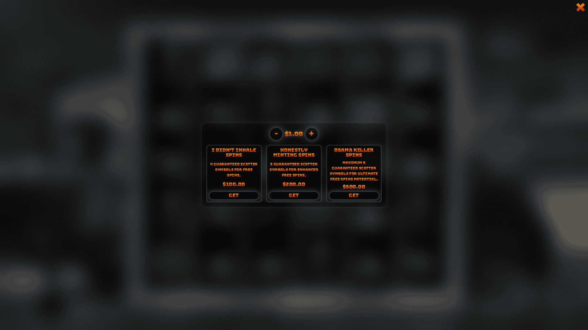 Deaf Presidents bonus buy menu