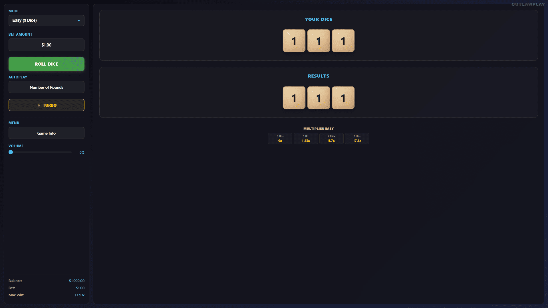 Roll 5 Dice slot gameplay reels