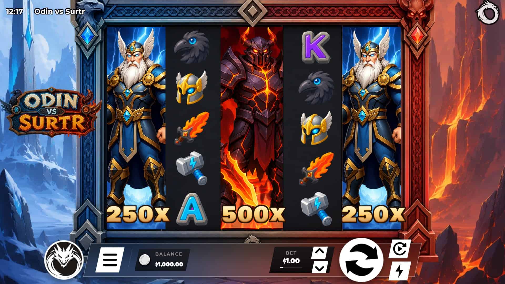 Odin vs Surtr slot gameplay reels